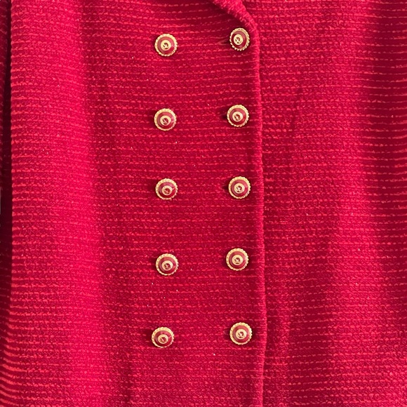 Vintage St. John red & gold button classic knit suit jacket - Picture 3 of 9